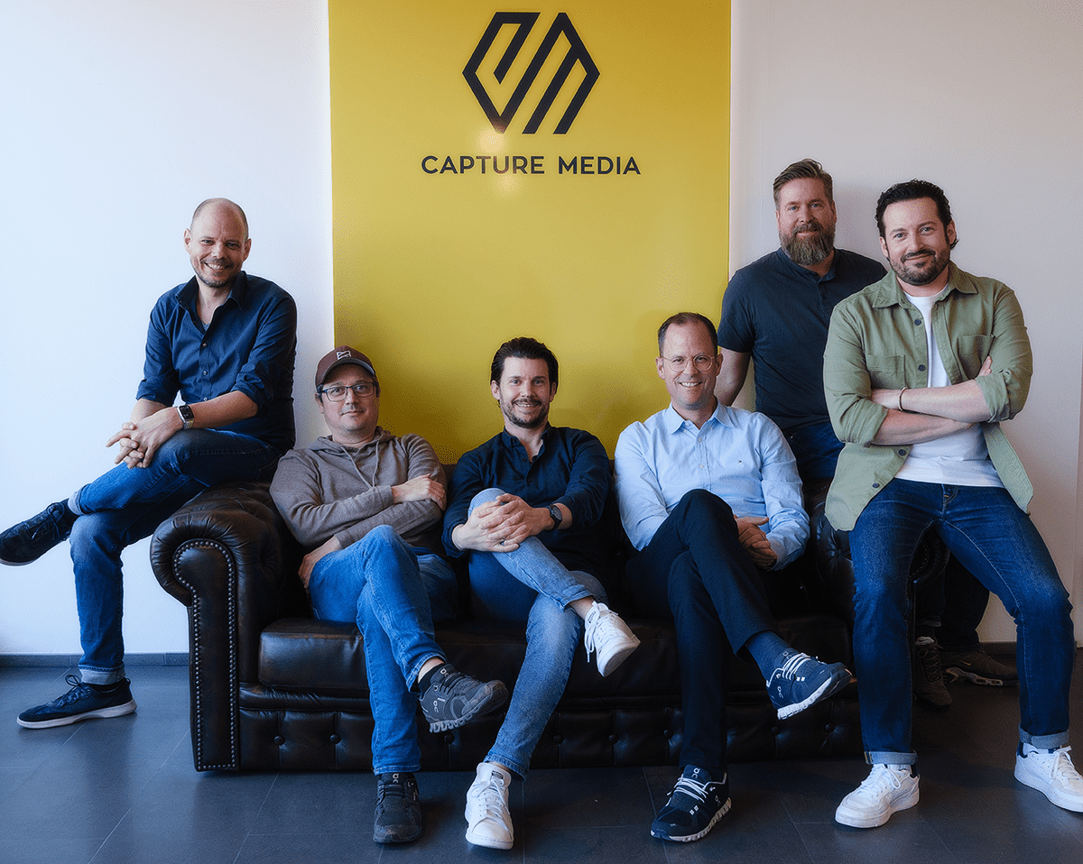 Die GL von Capture Media im Bild(v.l.n.r.): Theo Esenwein, Michel Lazecki, Sandro Albin, Franz d’Huc, Carlo Fässler und Michel Mariani.